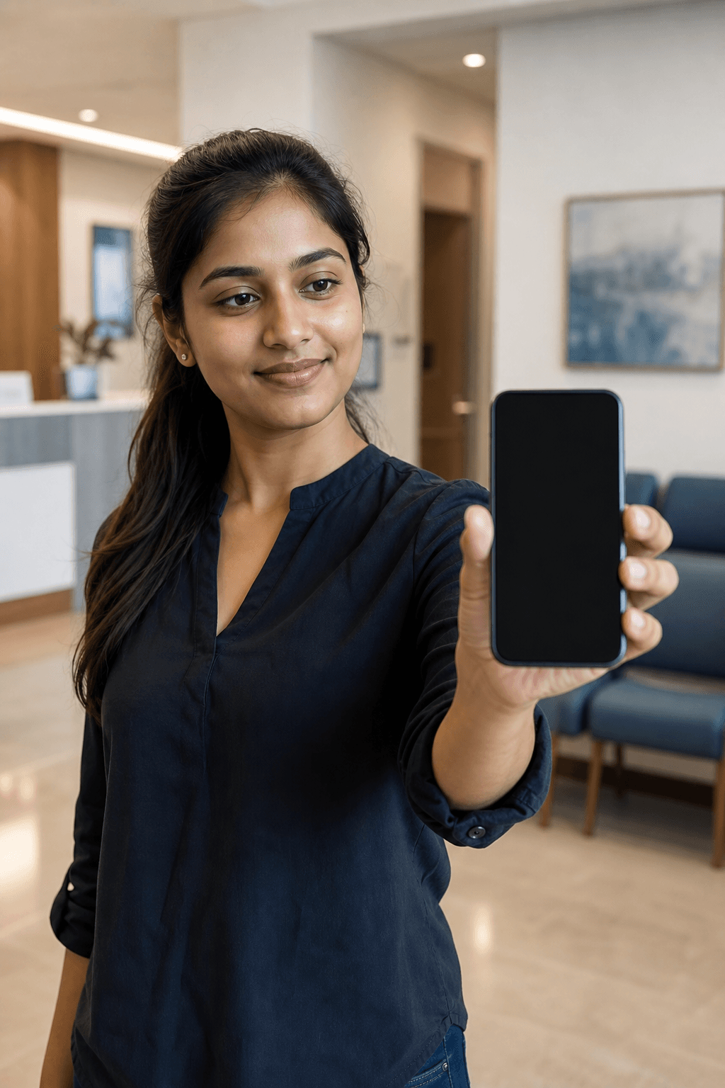 Customer holding a phone to book a token